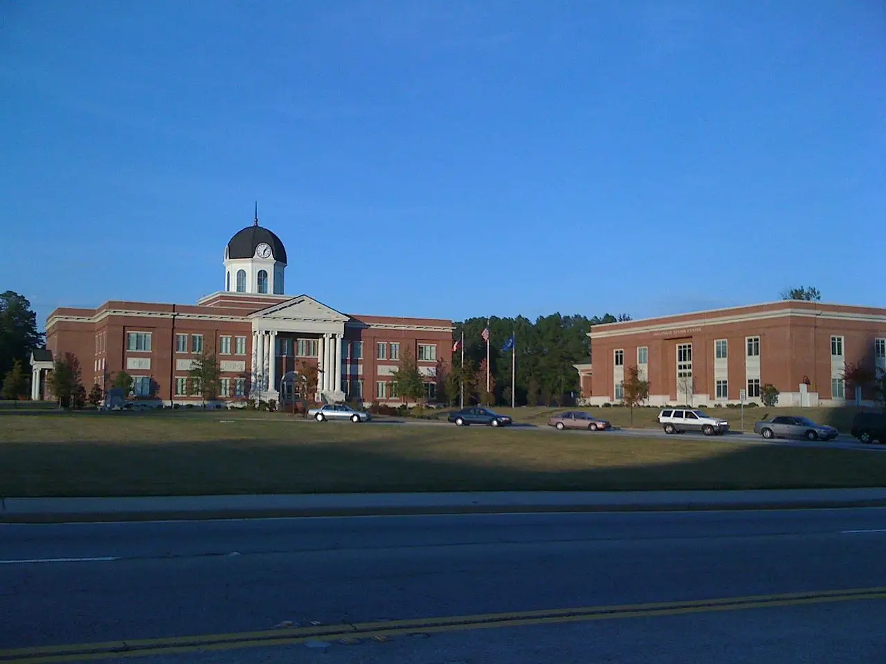 Snellville City Hall with its clock tower in Snellville, Georgia