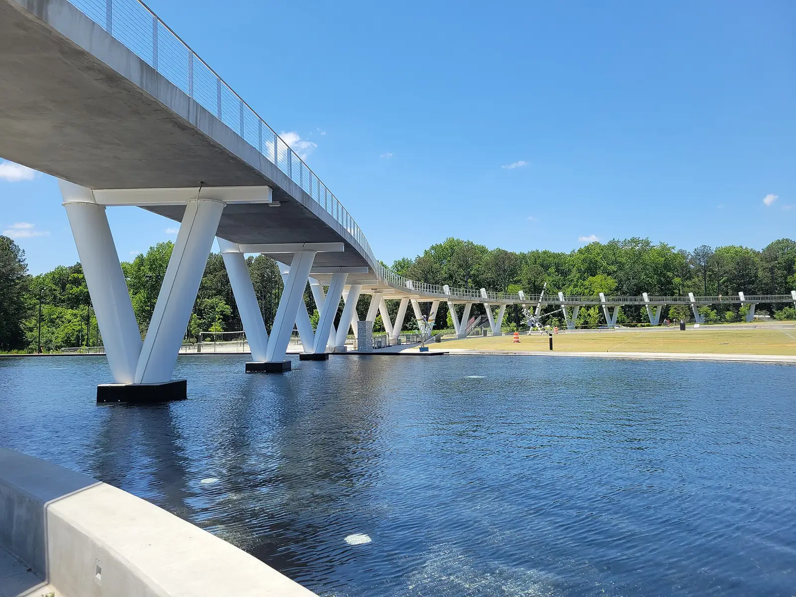 The elevated pedestrian bridge at Town Center on Main in Suwanee, Georgia