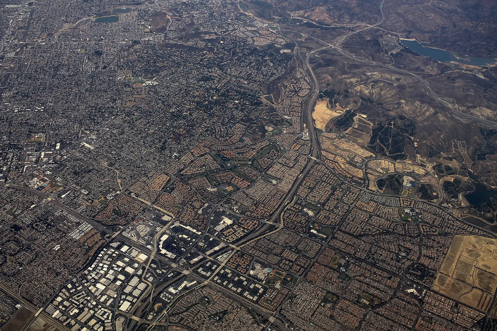 Aerial view of Irvine and Tustin, California